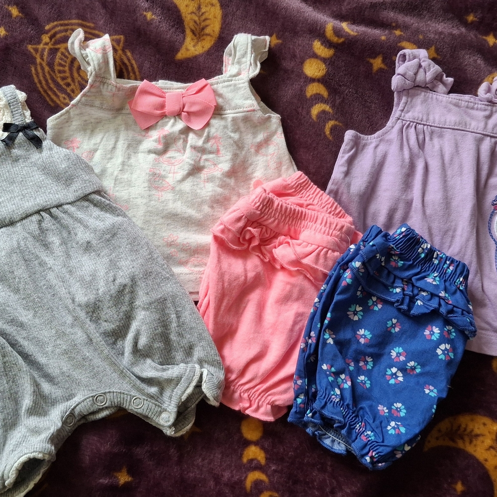 Adorable Baby Girl Sets - Pink Flamingo, Purple Owl, Grey Romper